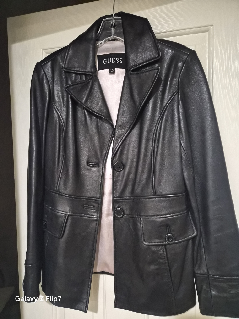 GUESS Black Women's Leather Button Jacket